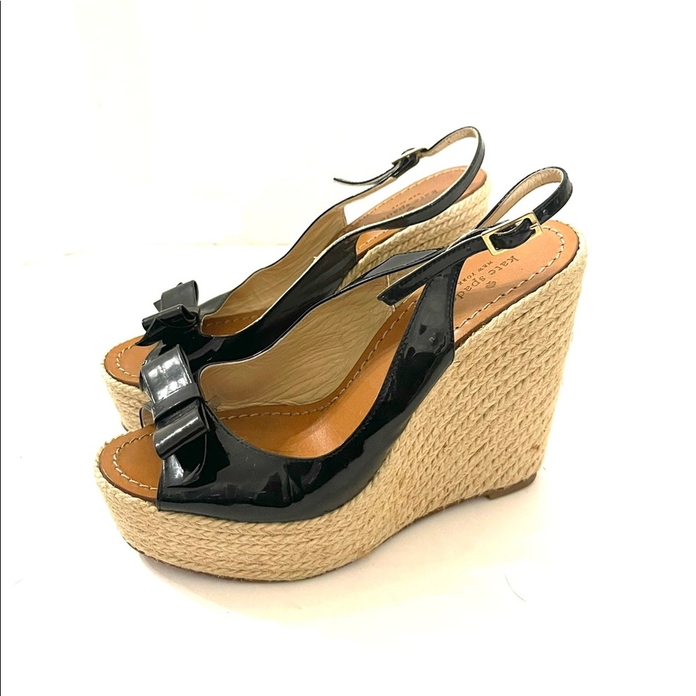 Kate Spade | Patent Leather Black Platform Espadrilles - 9M Womens